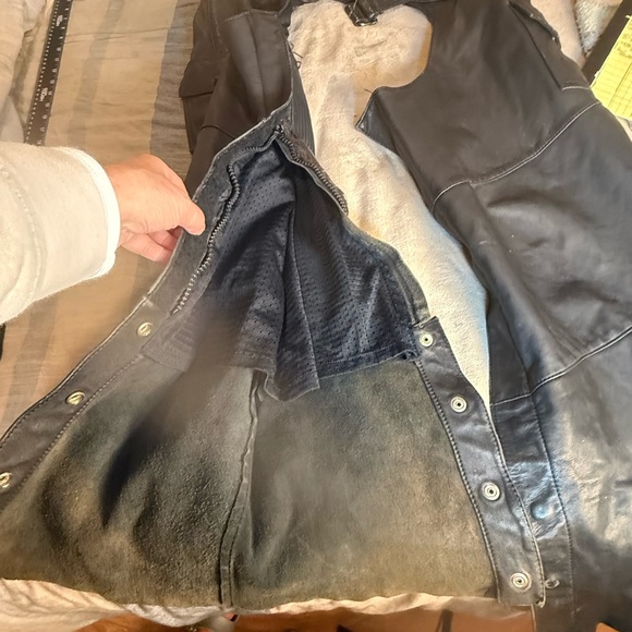 Vtg Hein Gericke Black Leather Motorcycle Chaps With Pockets Adjustable Belt XL? - Picture 13 of 13